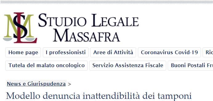 Modello di Denuncia sull'Inattendibilità dei Tamponi
