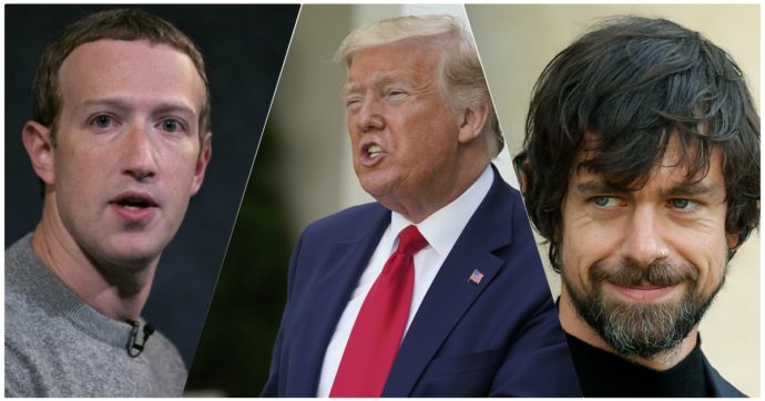 mark suckerberg, donald trump e jack dorsey