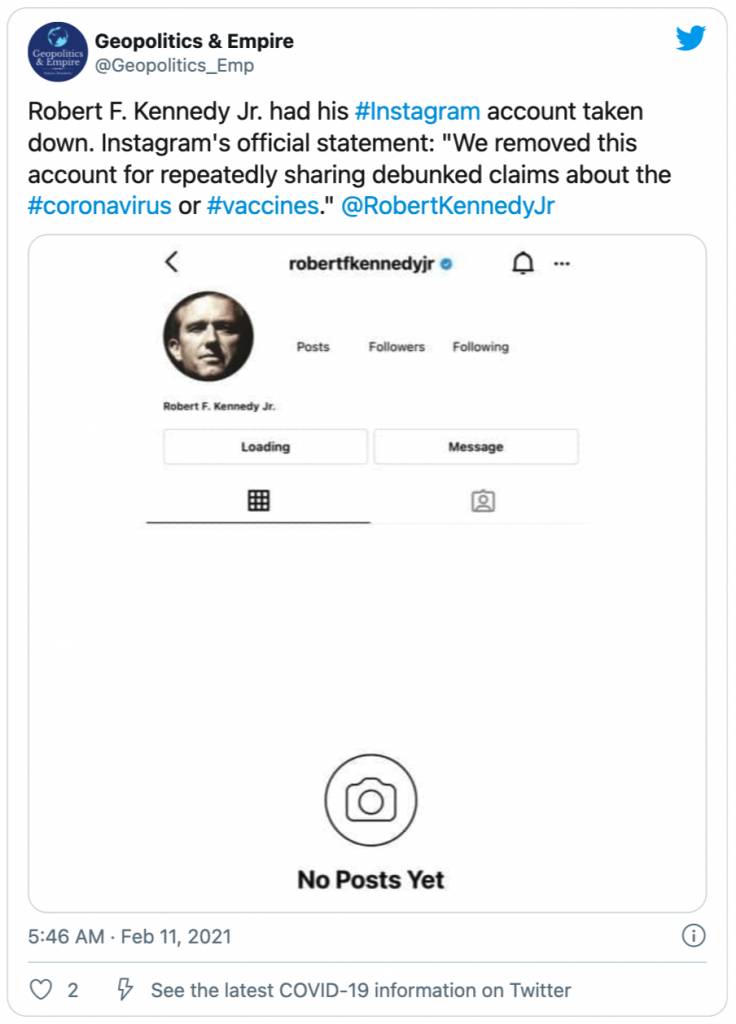 Screenshot Instagram Robert F. Kennedy Jr.