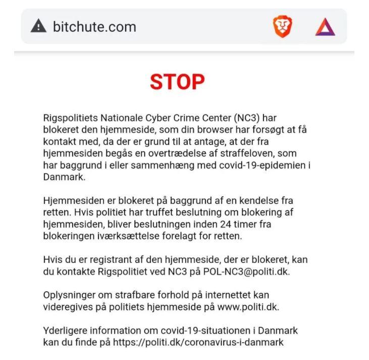 Danimarca censura Bitchute-