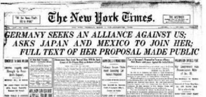 NY Times title - Germany seeks an alliance against US, Ask Japan and Mexico to join her