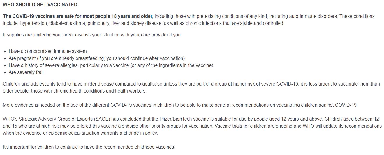 oms vaccini bambini