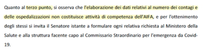Risposta AIFA a domanda 3 Paragone