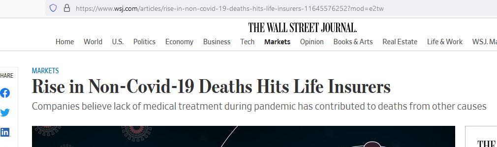Rise in non-covid-19 deaths hits life insurers