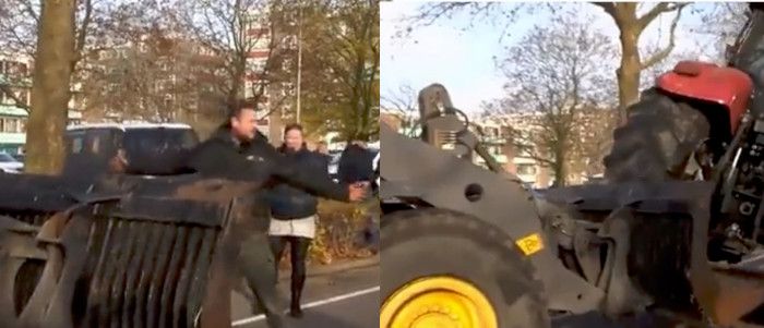 Polizia olandese ferma gli agricoltori con le ruspe