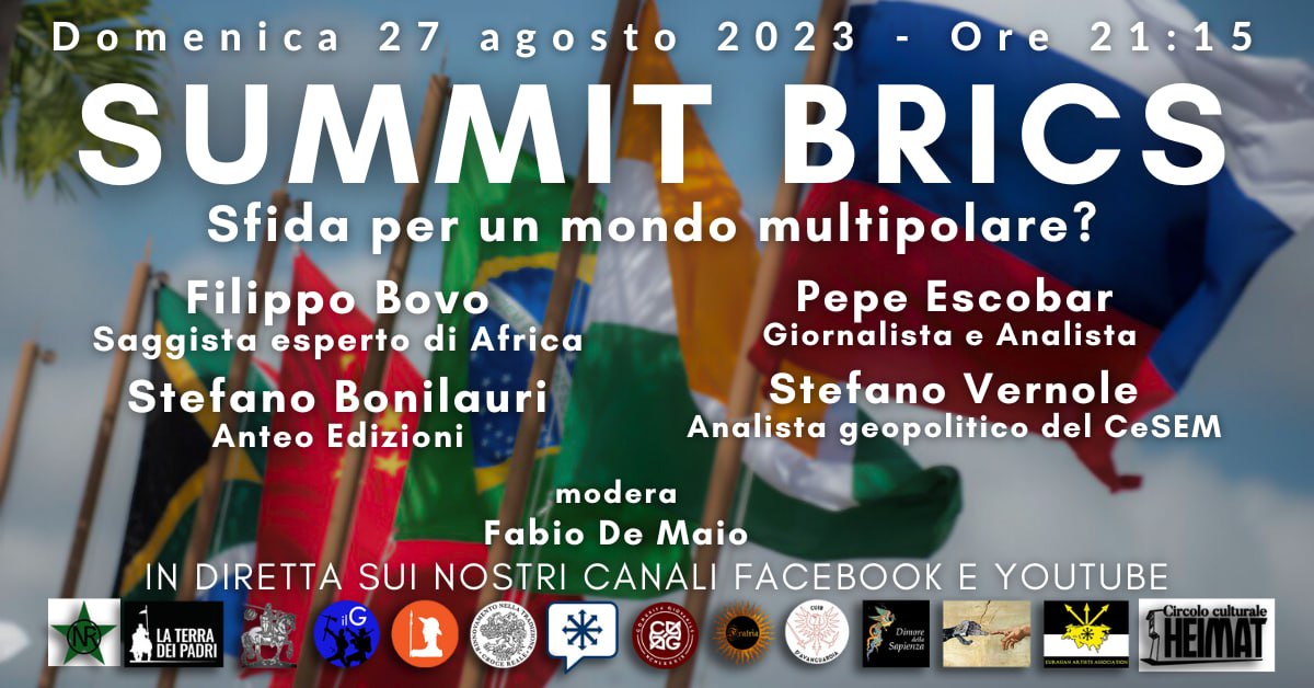 SUMMIT BRICS: sfida per un mondo multipolare? - DIRETTA VIDEO ORE 21:15