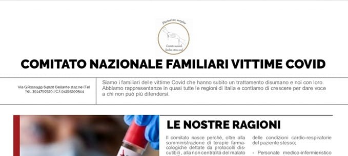 Il Comitato nazionale familiari delle vittime "Covid": i nostri cari sono morti di altro, restiamo in vigile attesa della Verità