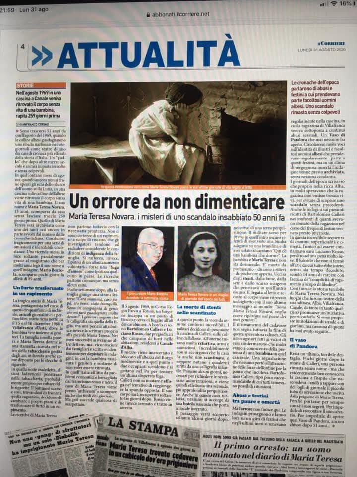 Articolo Maria Teresa Novara - Omerta