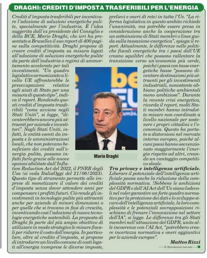 Draghi crediti fiscali green