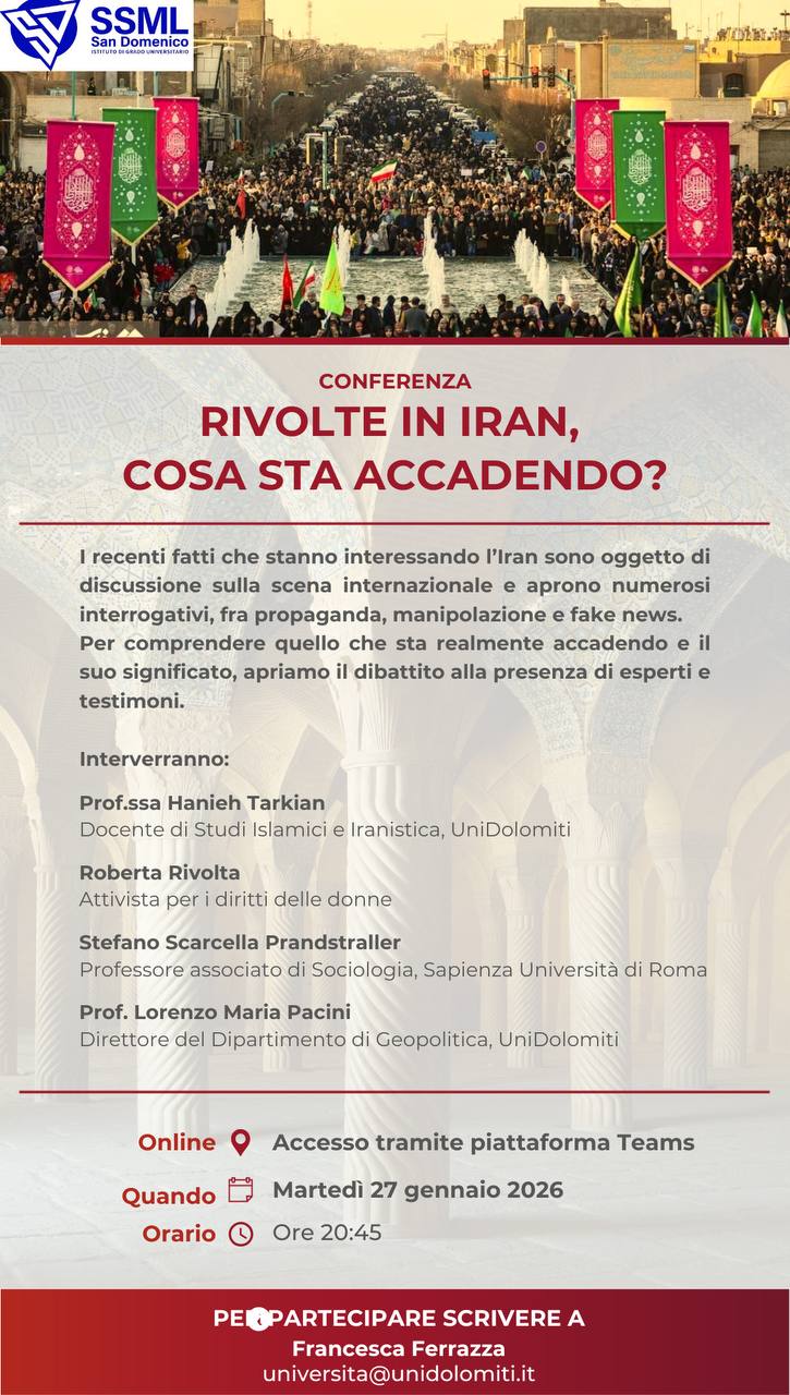Oggi 27 Gennaio conferenza online "Rivolte in Iran, cosa sta accadendo?" - Come partecipare