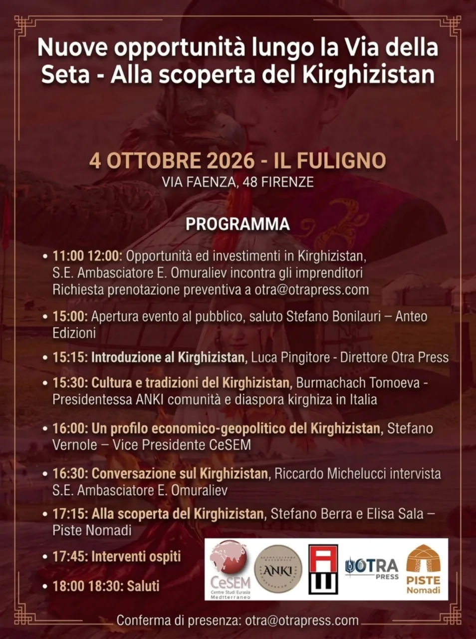Firenze, Alla scoperta del Kirghizistan: nuove opportunità sulla via della seta